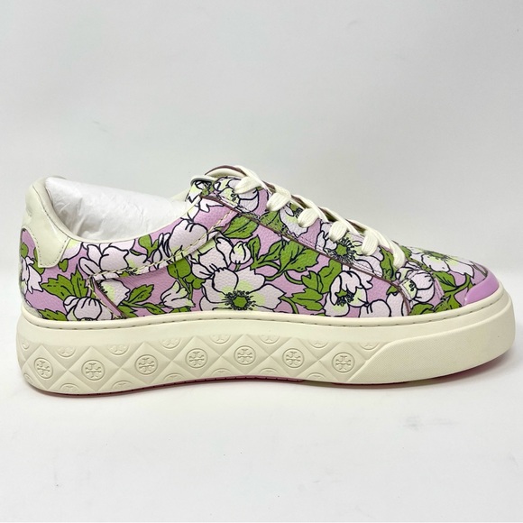 Tory Burch Ladybug Sneaker in Purple Bold Flowers / Oyster Size 9 New - Picture 5 of 14